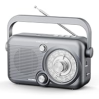 Portable Radio with Bluetooth AM FM Radio with Best Reception:Vintage Shortwave Radio Rechargeable Battery Powered Tansistor Radio with USB and TF for MP3 Loud Speaker Stereo Earphone Output