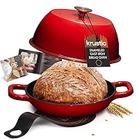 Enameled Cast Iron Dutch Oven for Sourdough Bread Baking | 6 Quart Pot with Lid | 10 Inch Ceramic Enamel Thick Coated Cookware Set with Non Stick Silicone Baking Mat for Cooking | 6 Qt | Red