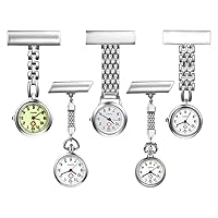 Nurse Watch with Second Hand for Women and Men 1-5 Pack Simple Classic Nurses Doctors Paramedic Tunic Lapel Pin-on Brooch Quartz Fob Watch Large Arabic Numeral Mark