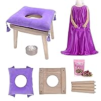 TZUTOGETHER Yoni Steam Seat Kit, Wooden Vaginial Steaming Stool Chair Set with Gown for Feminine Vaginal Postpartum Care,Irregular Period Treatment,Uterus Cleanser Detox,Menopause Relief for Women