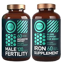 WILD FUEL Male Fertility Supplement and Iron Pills with Folic Acid Fertility and Prenatal Bundle