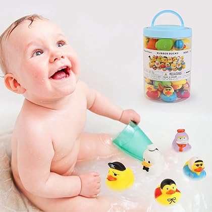 SmartYeen 30pcs Rubber Ducks Bath Toys for Toddlers 1-3,Assorted Duckies bathtime Soft Baby Pool Toys Birthday Gifts