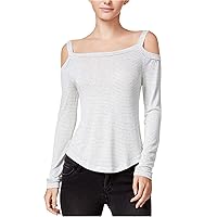 Women's Striped Cold Shoulder Casual Top, Gray (X-Large)