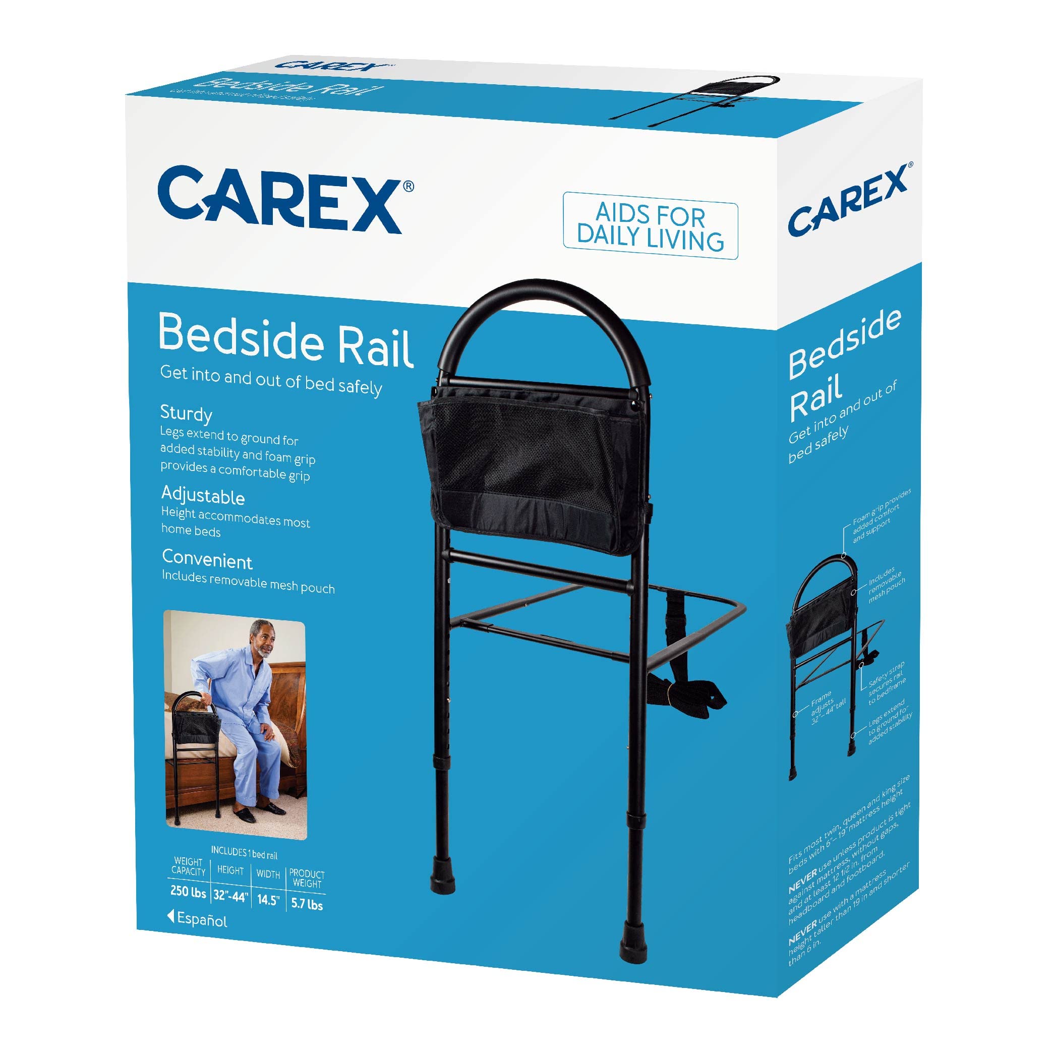 Carex Adult Bed Rails for Elderly Assistance - Bed Hand Rails - Bed Safety Rails for Seniors - Adjustable to Fit Twin, Full, Queen and King Size Beds