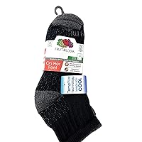 Fruit of the Loom Womens 3-Pack On Her Feet Cotton Ankle Socks, 9-11, Black