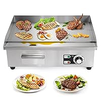 Dyna-Living Commercial Electric Griddle 22'' Flat Top Grill Countertop Griddle 3000W 110V Stainless Steel Teppanyaki Grill Large Griddles for Restaurant Kitchen