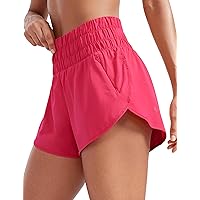 CRZ YOGA High Waisted Dolphin Running Shorts for Womens Mesh Liner Gym Workout Athletic Shorts with Zipper Pocket