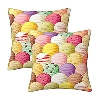 Ice Cream Print Throw Pillows Covers,Couch Sofa Pillow Cases,Zipper Bedding Pillow Cases for Home