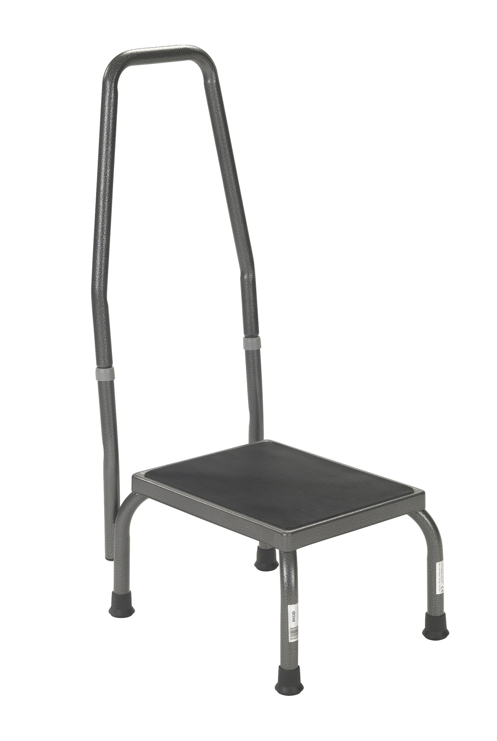 Drive Medical 13031-1SV Bariatric Step Stool with Handrail, Silver Vein