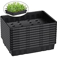 SOLIGT Extra Thick Heavy Duty 10 Pack Seed Starting Trays - Microgreens Growing Trays Seedling Plant Germination Starter Tray Transplant Fodder Flats, No Holes, No Leakage, Reusable, 14 * 10.8 * 2.3