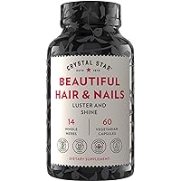 Crystal Star Beautiful Hair & Nail Supplement (60 Capsules) – Herbal Supplement Supports Thicker Stronger Hair & Nails – Horsetail, Nettle & Alfalfa – Non-GMO