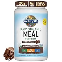 Raw Organic Meal Replacement Shakes - Chocolate Plant Based Vegan Protein Powder, Pea Protein, Sprouts, Greens, Probiotics, Dairy Free All in One Shake for Women and Men, 28 Servings