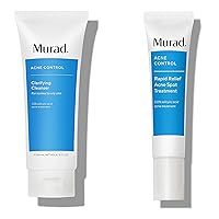 Murad Acne Control Bundle with Rapid Relief Acne Spot Treatment with 2% Salicylic Acid (0.5 fl oz) and Clarifying Cleanser with Salicylic Acid - gentle exfoliating facial cleanser (6.75 oz)