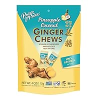 Pineapple Coconut Ginger Chews – Candied Ginger – 4 oz. bag – Candy Pack – Natural Candy – Healthy Snack – Vegan and Gluten-Free