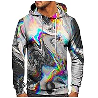 Mens Hoody Plus Size Tie-Dye Sweatshirt For Men 3D Novelty Hoodies Cool Graphic Drawstring Pullover With Pocket