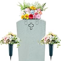 3 Pcs Headstone Flower Saddle and Cemetery Vases with Spikes Set Includes 1 Pcs 12 Inch Gravestone Saddle with Floral Foam 2 Pcs Grave Flower Holder with Foam Inserts for Cemetery Decorations