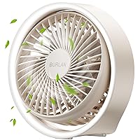Cordless Desk Fan, Battery Operated Fan with USB, 70ft Strong Airflow Portable Fan, Quiet Operation Fan with LED Light and 360° Rotate Table Fan for Bedroom Home Office Outdoor Travel(White)
