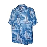 Pacific Legend Mens Ocean Sailing Dream Cruise Shirt in Slate Blue - 3X