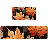 Thanksgiving Leaves Kitchen Rug, Absorbent Runner Mat for Floor, Washable Standing Mats for in Front of Sink, Door, Laundry, Entryway, Entrance