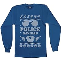 Threadrock Men's Police Navidad (Ugly Sweater) Long Sleeve T-Shirt