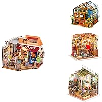 DIY Miniature House Kits for Adults, Corner Bookshop Bundle Cathy's Flower House&Sam's Study&Miller's Garden,Craft Kits for Adults, Home Decor Gifts for Teens