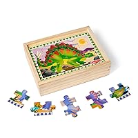 Melissa & Doug Dinosaurs 4-in-1 Wooden Jigsaw Puzzles in a Storage Box (48 pcs) - FSC Certified