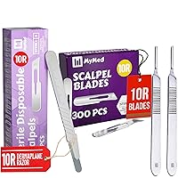 Bundle of Disposable 10R Blades Dermaplaning Scalpels (Pack of 20) + Pack of 300#10R Blades + 2#3 Scalpel Handles
