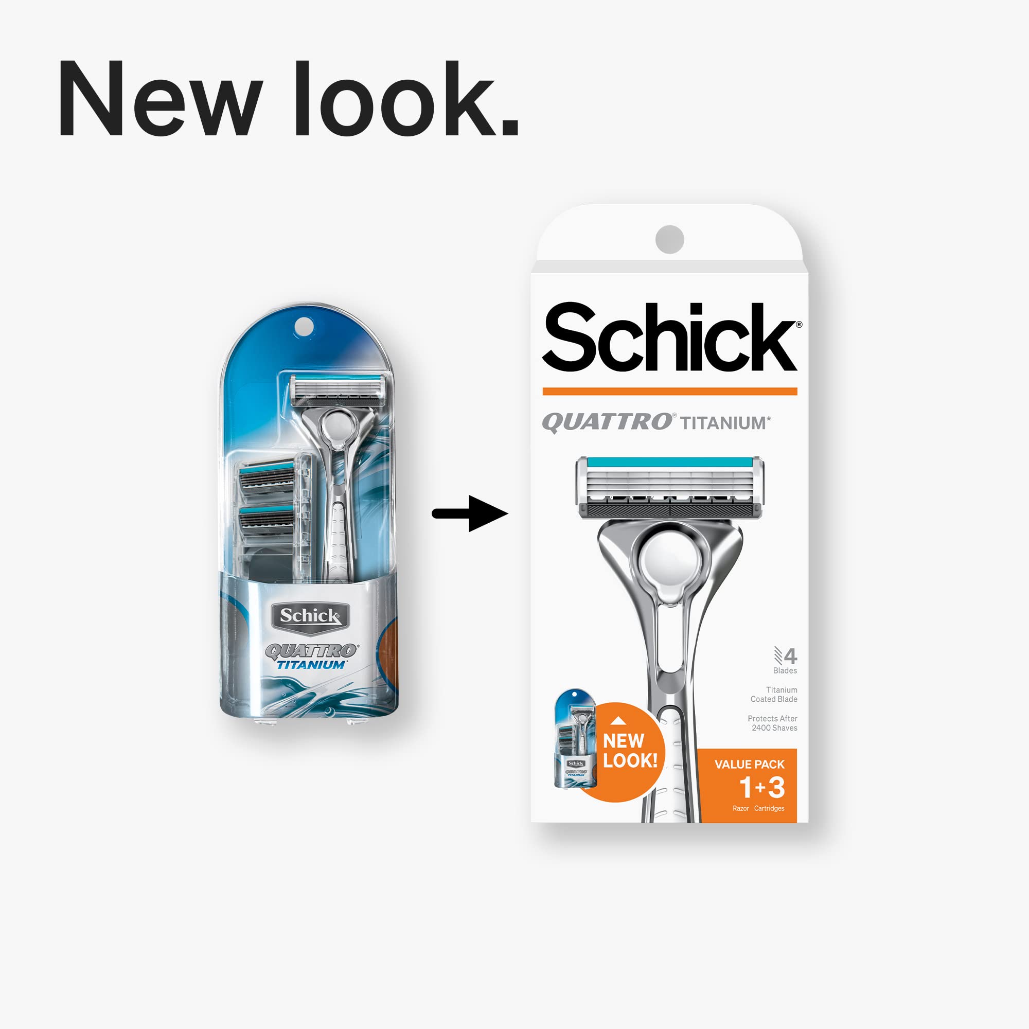 Schick Quattro Titanium Razor — Schick Quattro, Quattro Razor, Titanium Razor with 3 Refill Blades