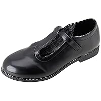 bebe Girls' Flats - Leatherette Mary Jane School Uniform Shoes for Girls – Casual Girls’ Shoes (5-7 Big Kid)