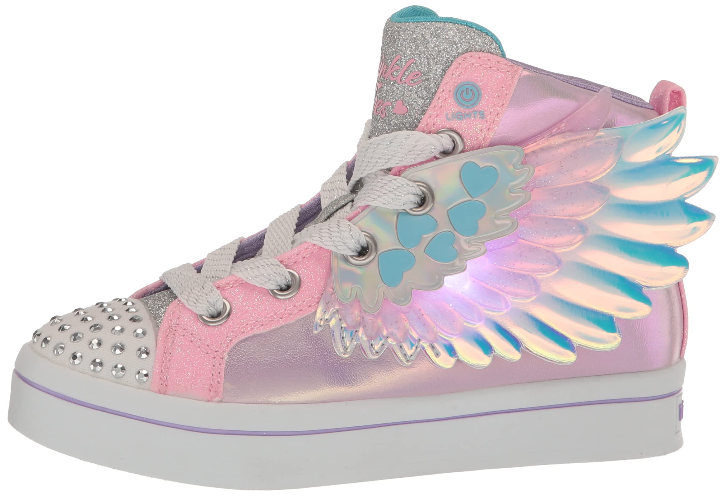 Skechers Kids Girls Twinkle Toes TWI-Lites 2.0-Wingsical WIS Sneaker, Pink/Multi, 13.5 Little Kid