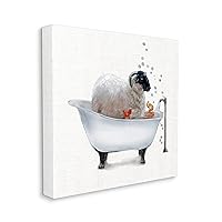 Stupell Industries Fluffy County Goat in Bathtub Soap Bubbles Canvas Wall Art, 17 x 17, Grey