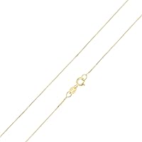 REAL Solid 14K Gold 0.5mm Box Chain Necklace for Women with Spring Ring Clasp