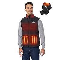 ORORO Men's Heated Vest (Black, XL) and Unisex Scarf (Grey)