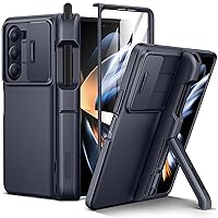 TONGATE for Galaxy Z Fold 5 Case with Hidden Kickstand, Built in Screen Protector & S Pen Holder [Hinge Protection] [Slide Camera Cover] Shockproof Phone Case for Samsung Galaxy Z Fold 5, Black