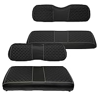 Golf Cart Front and Rear Seat Covers for EZGO TXT/RXV/Club Car DS/Precedent/Yamaha G29 OEM Ordinary Seat Cushion, Vinyl Leather Made/No Stapler Required,4PCS