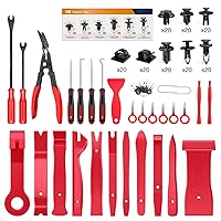 GOOACC 200Pcs Trim Removal Tool, Auto Push Pin Bumper Retainer Clip Set Fastener Terminal Remover Tool Adhesive Cable Clips Round Handle Crowbar Removal Kit Car Panel Radio Removal Auto Clip Pliers