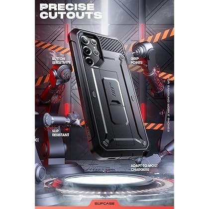 SUPCASE Unicorn Beetle Pro Case for Samsung Galaxy S23 Ultra 5G (2023), [Extra Front Frame] Full-Body Dual Layer Rugged Belt-Clip & Kickstand Case with Built-in Screen Protector (Black)