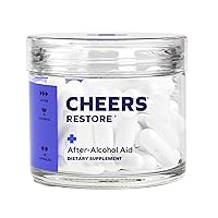 Cheers Restore | Supplement with DHM + L-Cysteine | Feel Better After Drinking & Support Your Liver | 6 Doses | Dihydromyricetin, Cysteine, Milk Thistle, Prickly Pear, B-Vitamins, Ginger