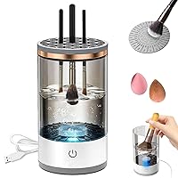 Electric Makeup Brush Cleaner | Makeup Brush Cleaner Machine - Automatic Brush Cleaner & Dryer, Quick Deep Cleaning & Drying, for All Size Portable Make Up Brush Cleaner Spinne (White, upgrade)