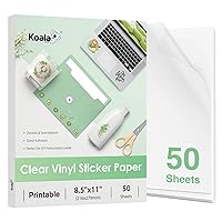Koala Clear Sticker Paper for Inkjet Printer - Waterproof Clear Printable Vinyl Sticker Paper - 8.5x11 Inch 50 Sheets Transparent Glossy Sticker Paper for DIY Personalized Stickers, Labels, Decals