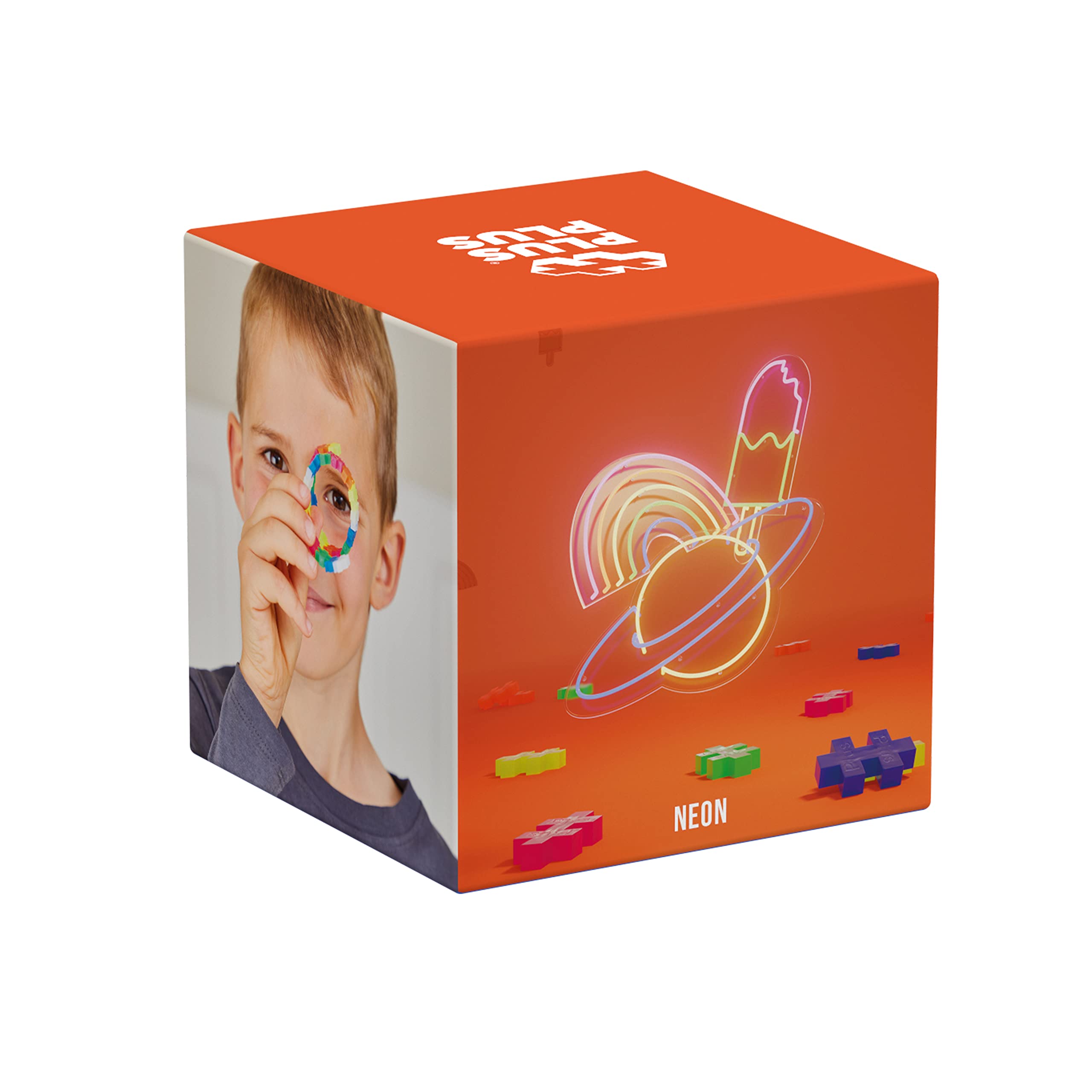 PLUS PLUS - Open Play Set - 600 Piece - Neon Color Mix, Construction Building Stem Toy, Interlocking Mini Puzzle Blocks for Kids