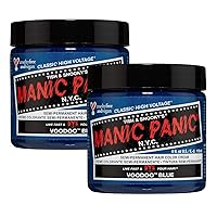MANIC PANIC Voodoo Blue Hair Dye – Classic High Voltage - (2PK) Semi Permanent Hair Color - Dark Cyan Shade With Green Undertones, For Dark & Light Hair - Vegan, PPD & Ammonia-Free - For Coloring Hair
