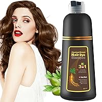 Chestnut Brown Hair Dye Shampoo 3 in 1 for Women, Champu Para Canas for Gray Hair Coverge Hair Easy Ammonia-Free 500ml(17.6 Fl Oz)