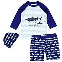 AMIYAN Boys Swim Set Toddler Boys Two Piece Rash Guard Swimsuits Long Sleeve Swimwear UPF 50+ Swim Shirt and Trunks for Boys
