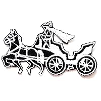 Nipitshop Patches White Horse Car Ancient Classic Old Car Kids Cartoon Patch Applique for Clothes Great as Happy Birthday Gift