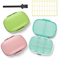 3 Pack 8 Compartments Travel Pill Box,Pill Organizer 7 Days Moisture Proof Small Pill Case for Pocket Purse Daily Portable Medicine Vitamin Holder Container(Pink+Blue+Green)