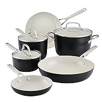 KitchenAid Hard Anodized Ceramic Nonstick Cookware Pots and Pans Set, 9 Piece - Matte Black