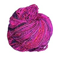 PREMIUM Recycled Sari Silk Yarn - Magenta shade 160 Yards | Good for Knitting, Crocheting and Jewelry Making