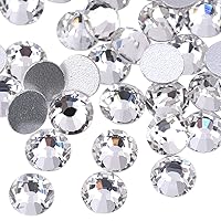 1440 Pcs 1.2mm Flatback Crystal Rhinestones, Silver Nail Art Decoration Rhinestones Glitter Glass Gems Stones for DIY Crafts Nails Clothes Shoes Bags Decoration,Clear