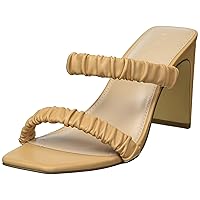 The Drop Women's Ainsley Square Toe Ruched Two Strap High-Heeled Sandal